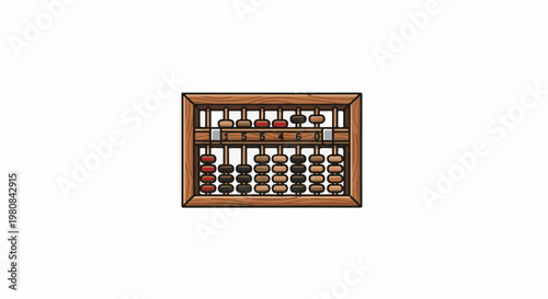 A wooden abacus with beads and numbers for calculation