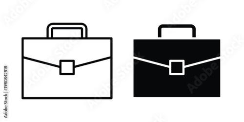 Briefcase icon set vector symbol in black filled and stroke style