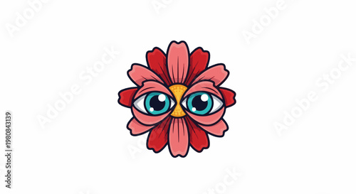 A whimsical flower with large, wide-open, cartoonish eyes