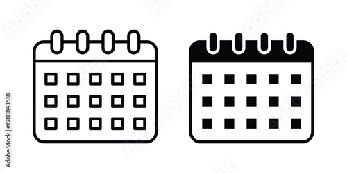 Obraz na plátně Calendar icon set vector symbol in black filled and stroke style