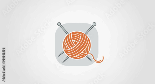 A stylized icon depicting a ball of yarn with knitting needles crossed behind it
