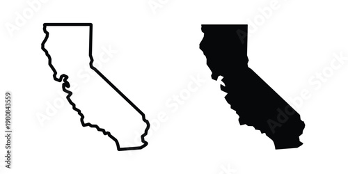 California icon set vector symbol in black filled and stroke style