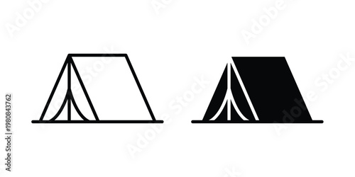 Camping icon set vector symbol in black filled and stroke style