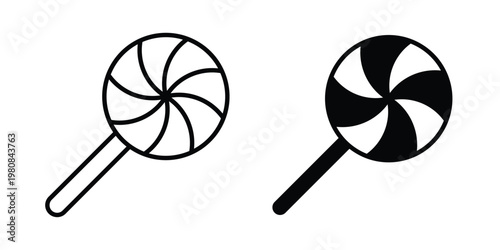 Candy icon set vector symbol in black filled and stroke style