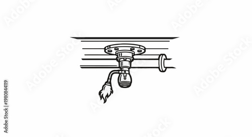 A stylized illustration of a gas fixture with a flame