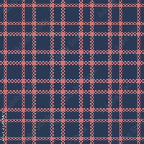 Reel tartan texture seamless, revival textile background pattern. Tie fabric plaid vector check in blue and red colors.