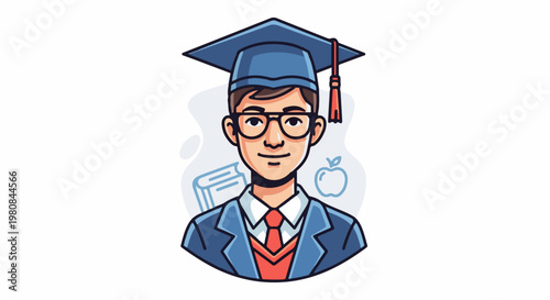 A young graduate in a cap and gown, smiling warmly