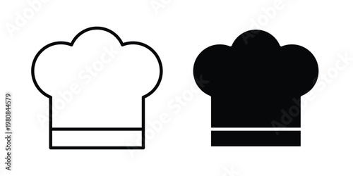 Chef hat icon set vector symbol in black filled and stroke style