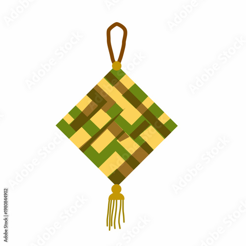Islamic ornament with geometric pattern in flat style for Eid theme