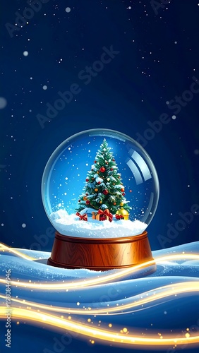 A snow globe with a mini Christmas tree on a snowy base (1)