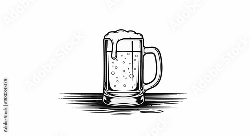 A tall glass mug filled with frothy, bubbly beer