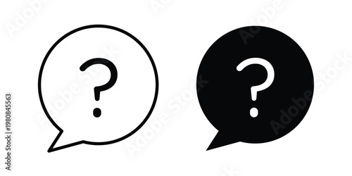 Comment question icon set vector symbol in black filled and stroke style