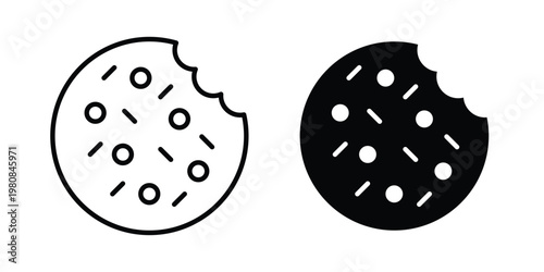 Cookie icon set vector symbol in black filled and stroke style