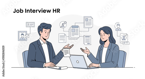 Job Interview HR: Man and Woman Discussing Careers and Resumes