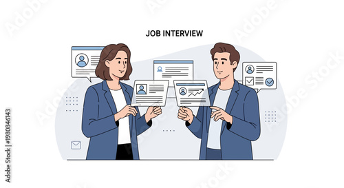Job Interview: HR Manager Reviews Candidate Resume and Profile