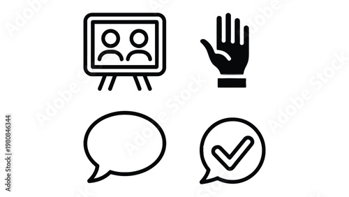 Digital Communication Elements: A set of digital icons. conveying the essence of collaborative communication, with an artistic aesthetic 