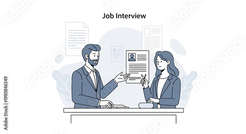Job Interview: Recruiter and Candidate Discussing Resume and Career