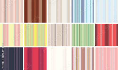 Timeless striped pattern bundle referencing historical textiles. Suitable for home decor concepts and printed goods. Vector construction supports precision.