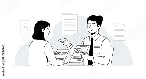 Job Interview, Candidate and Recruiter Discussing Resume, Business Meeting
