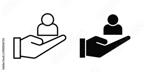 Customer icon set vector symbol in black filled and stroke style