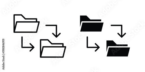 Data transfer icon set vector symbol in black filled and stroke style