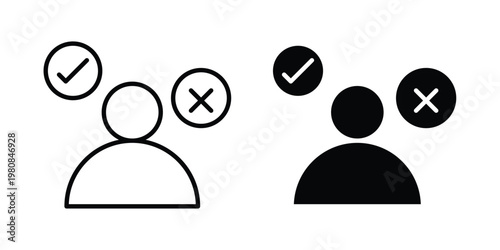 Decision icon set vector symbol in black filled and stroke style