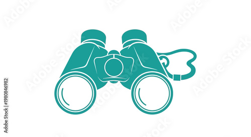 Binoculars in teal color on a background