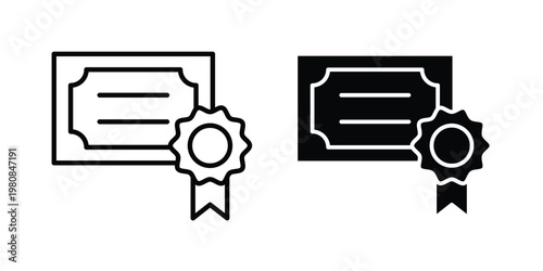 Diploma icon set vector symbol in black filled and stroke style