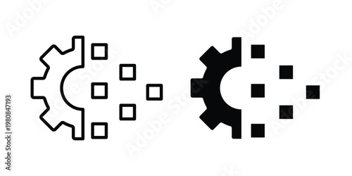 Digital transformation icon set vector symbol in black filled and stroke style