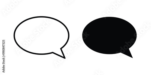 Discussion chat icon set vector symbol in black filled and stroke style