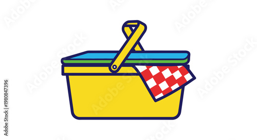 A colorful picnic basket illustration ready for outdoor dining
