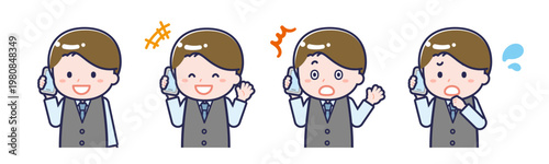 スマートフォンを使う「販売員」の男性