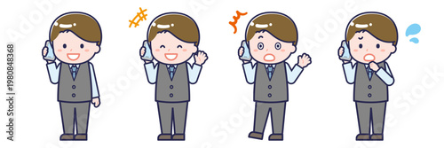 スマートフォンを使う「販売員」の男性