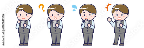 スマートフォンを使う「販売員」の男性