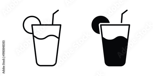 Drink icon set vector symbol in black filled and stroke style