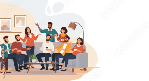 Diverse group of friends enjoying a casual gathering at home 2.