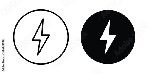 Energy Icon set vector symbol in black filled and stroke style