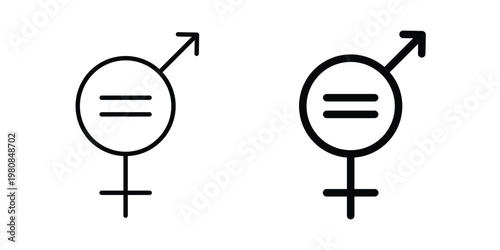 Equality icon set vector symbol in black filled and stroke style