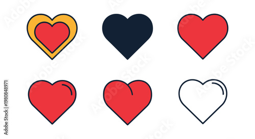 Heart Line art vector set minimal abstract clean