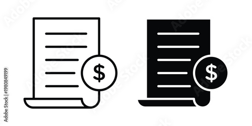 File invoice icon set vector symbol in black filled and stroke style