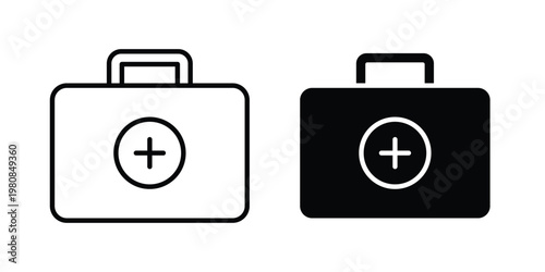 First aid kit icon set vector symbol in black filled and stroke style