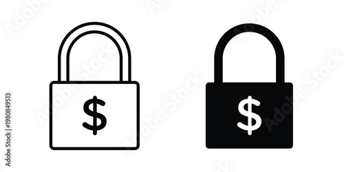 Fixed price icon set vector symbol in black filled and stroke style