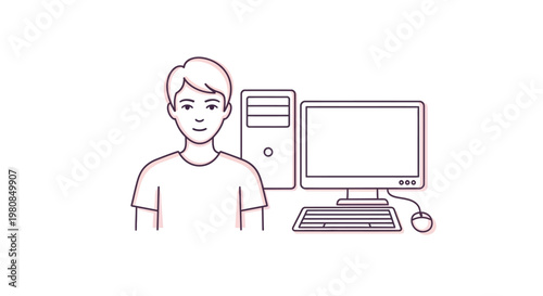 Man sitting at computer desk.