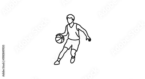 Man Playing Basketball with Ball.