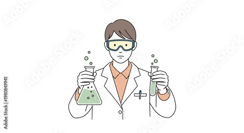 Scientist in lab coat holding equipment.