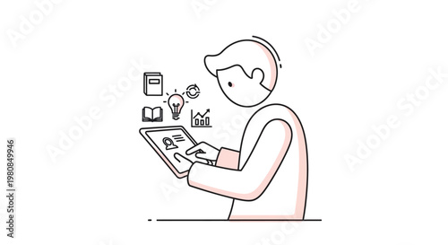 Man Using a Tablet Device Outdoors.