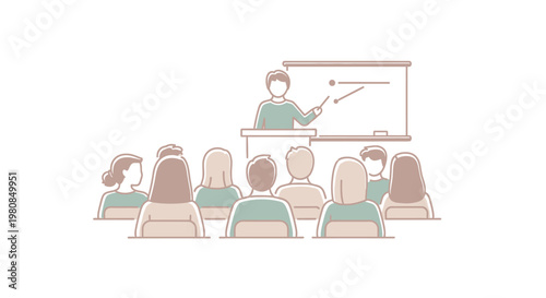 People sitting in classroom listening.