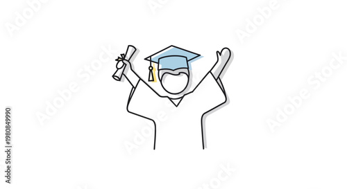 Graduate wearing a cap celebrating.