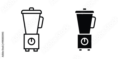 Food processor icon set vector symbol in black filled and stroke style