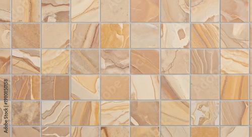 Brown marble stone mosaic tile wall.
